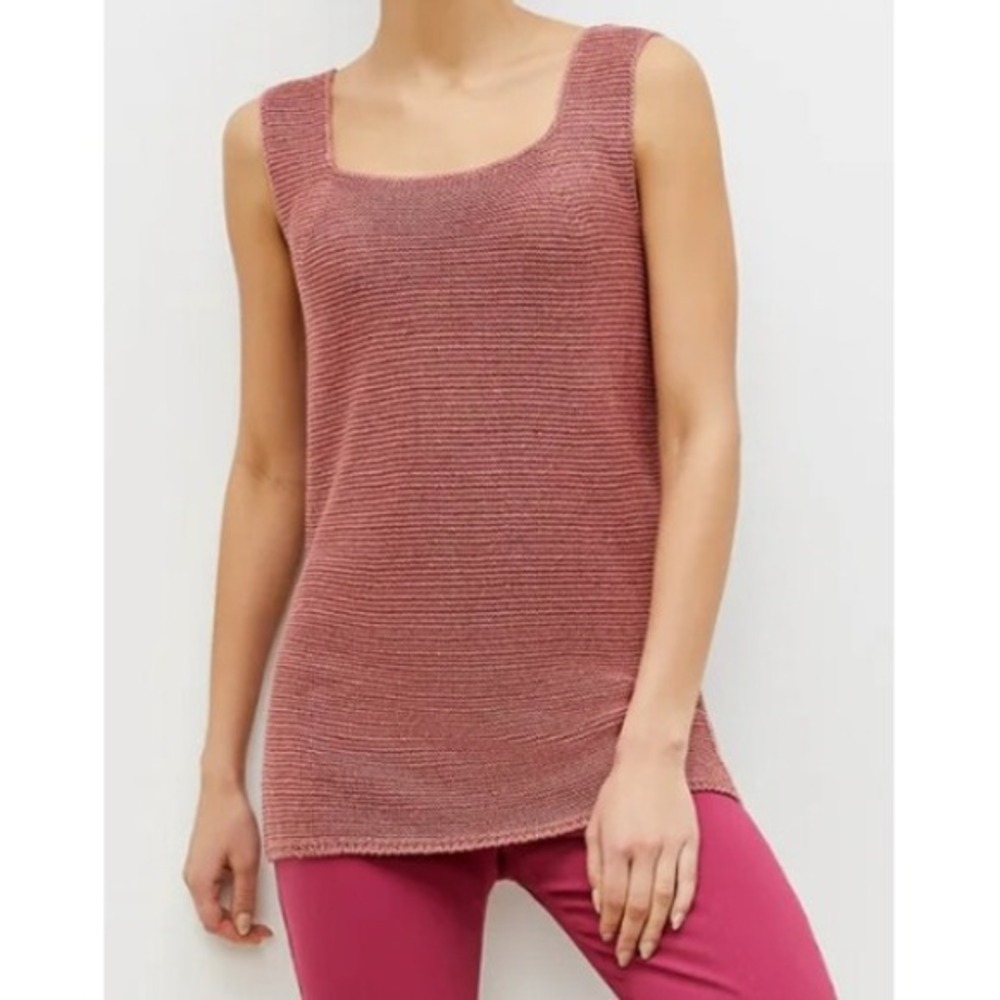 M.M.LaFleur Adele Tunic Linen Square Neck Sleeveless Knit Tank Top M Loose Fit